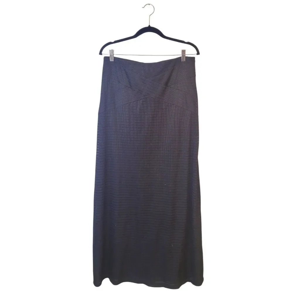 Eci Women's Black Ribbed Maxi Skirt Size L